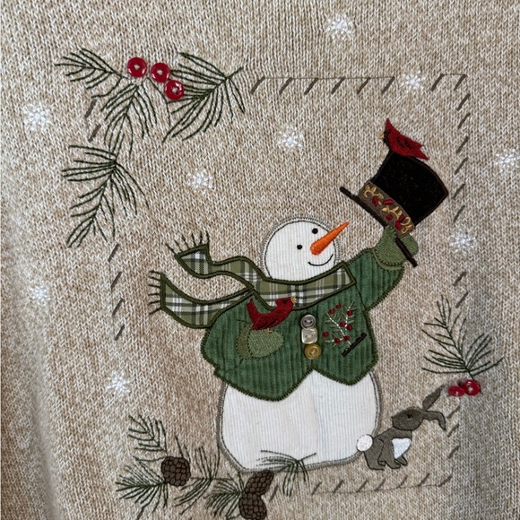 VINTAGE CHRISTMAS 🎄- 
Christopher & Banks Beige Snowman Sweater - Picture 2 of 7